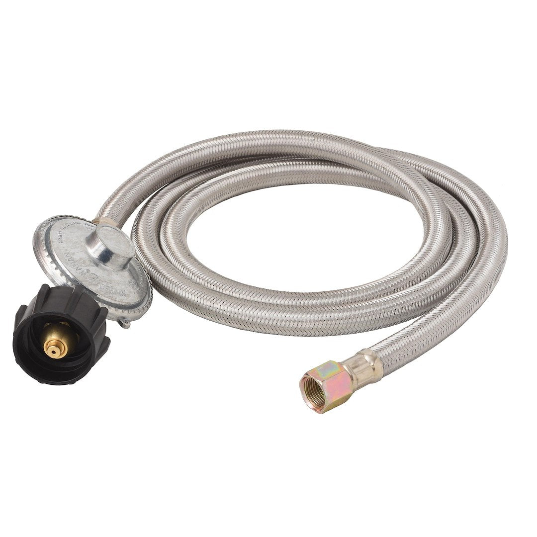 FLAME KING STEEL BRAIDED HOSE WITH REGULATOR [SS-QCC-3/8]
