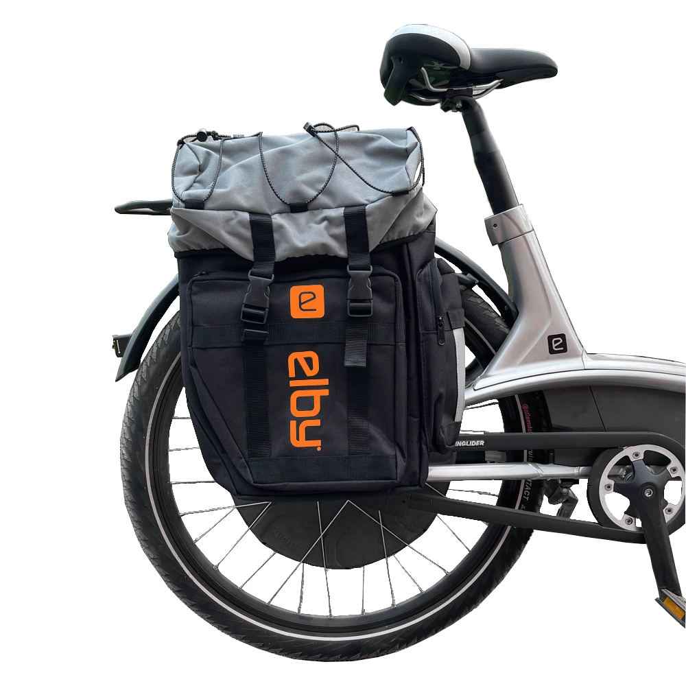 ELBY BIKES PANNIER BAG BLACK W/ORANGE LOGO [E08152]