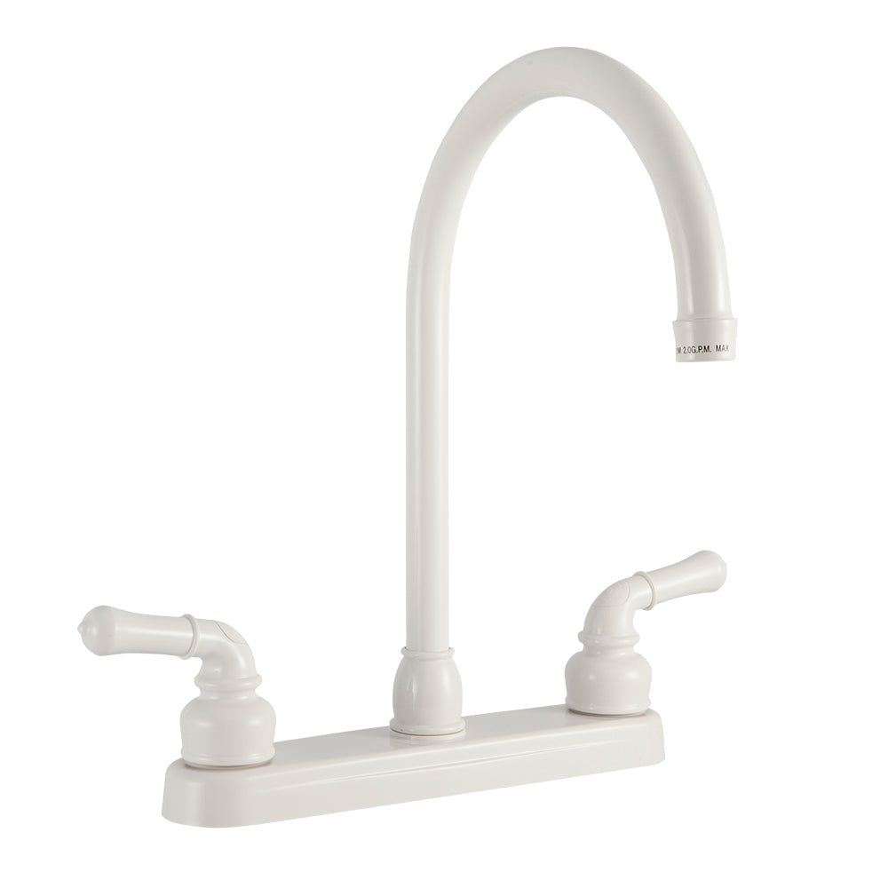 DURA FAUCET J-SPOUT RV KITCHEN FAUCET WHITE [DF-PK330HC-WT]