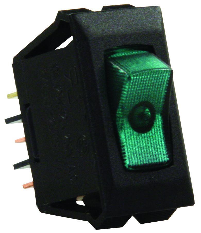 JR PRODUCTS ILLUM ON/OFF SW  GRN/BK [13695]