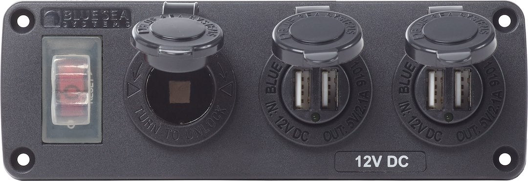 BLUE SEA PANEL ACC H2O 2 USBS & SCKT [4365-BSS]