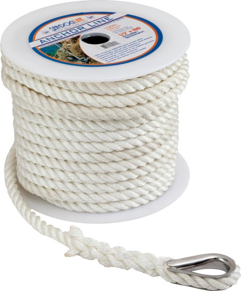 SEA DOG TWISTED NYLON ANCHOR LINE 3/8' [301110100WH-1]