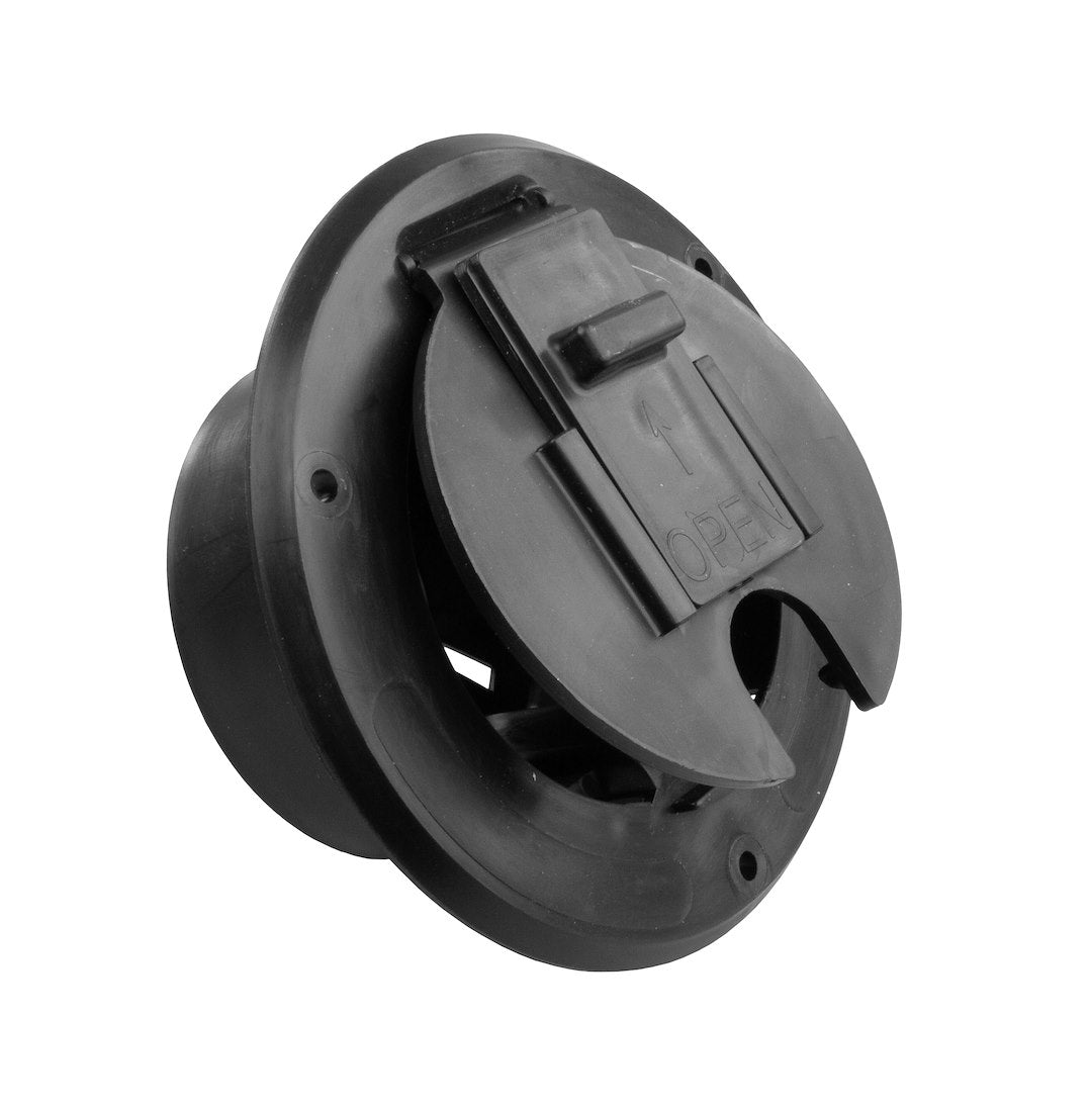 JR PRODUCTS ROUND CABLE HATCH  30 AMP  BLACK [S-23-12-A]