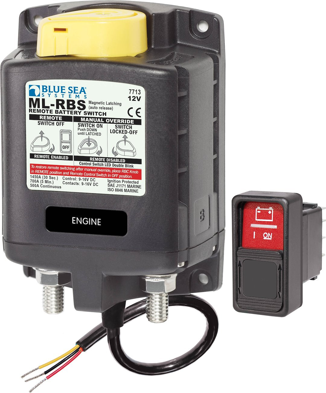 BLUE SEA SOLENOID ML 12V RBS SPST W/MAN 2 [7713-BSS]