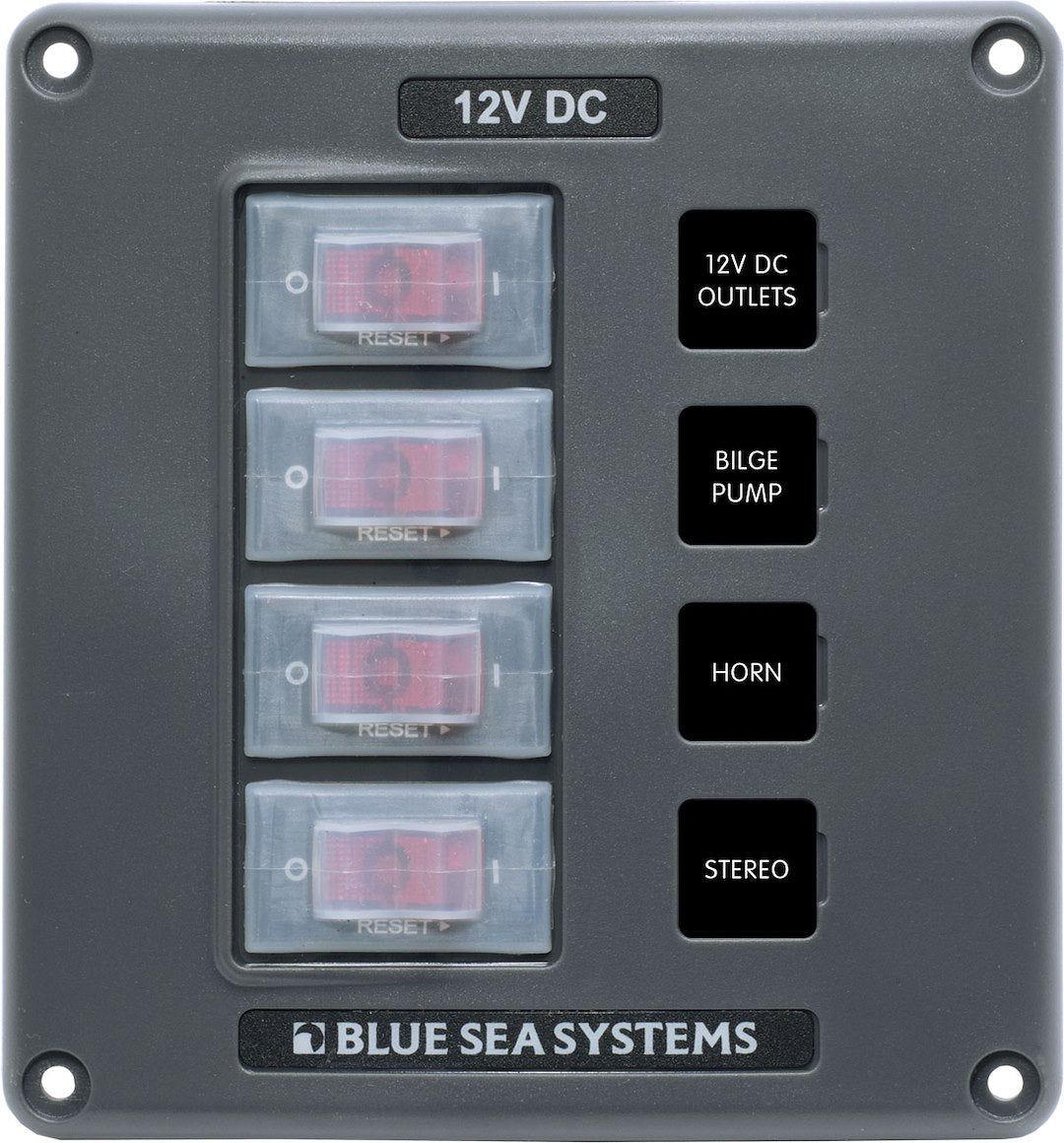 BLUE SEA PANEL SWITCH H2O CB 4POS GRAY [4320-BSS]