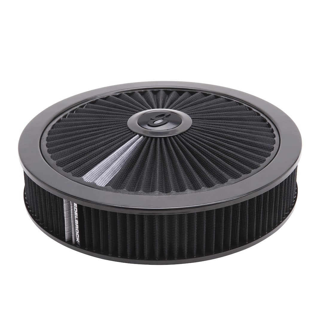 EDELBROCK A/C 14' ROUND CHROME/BLCK [43662]