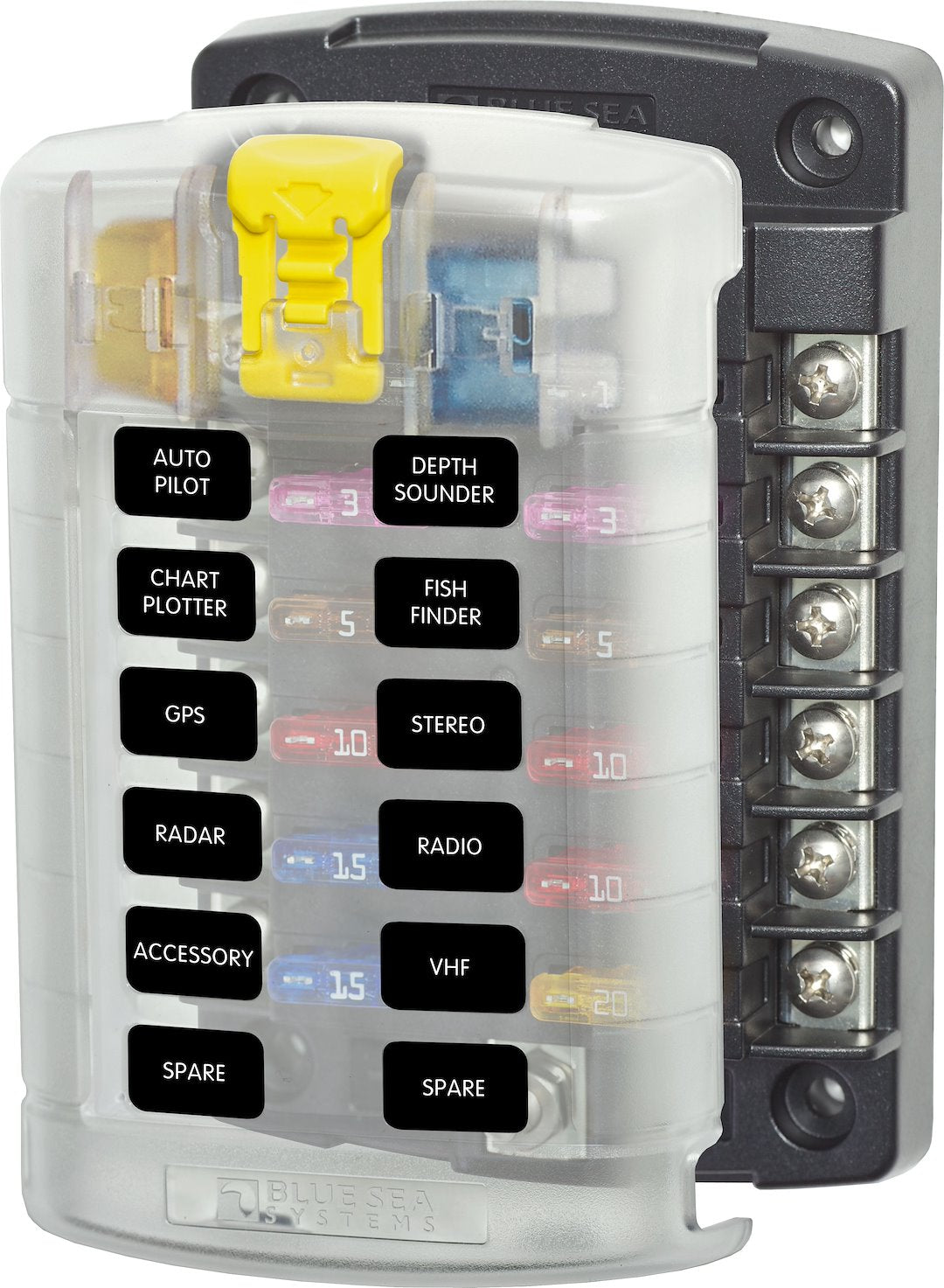 BLUE SEA FUSE BLOCK STBLADE 12CIRC W/CVR [5029-BSS]