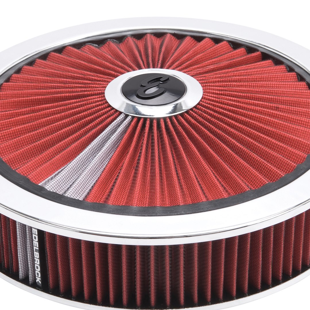 EDELBROCK A/C 14' ROUND CHROME /RED [43660]