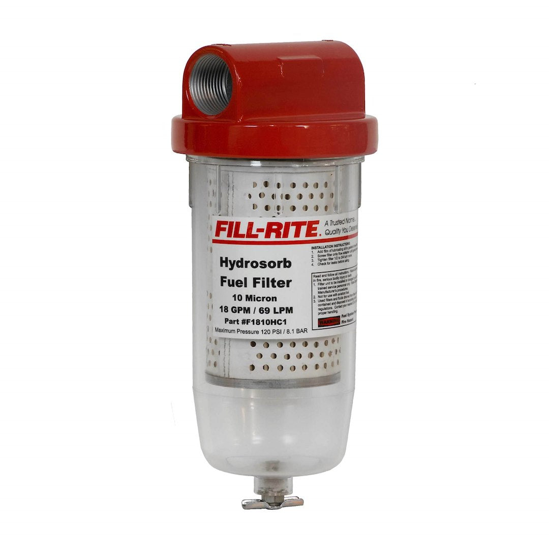 FILL RITE CLEAR BOWL FILTER W/DRAIN [F1810HC1]