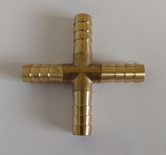 HELIX RACING BRASS BARB CROSS  4-WAY3/8'(9.5MM) [053-3440]