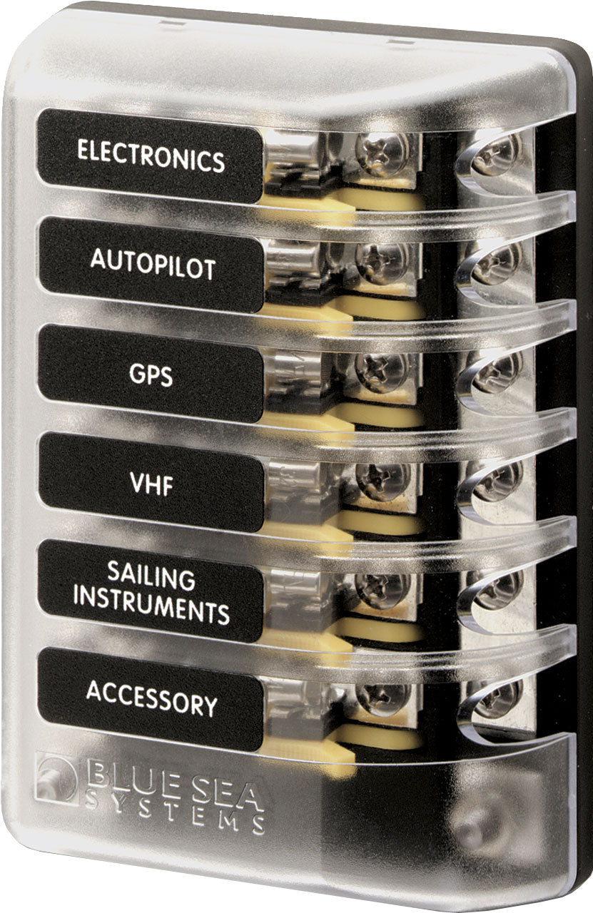 BLUE SEA FUSE BLOCK 3AG 6CIRCUIT W [5015-BSS]