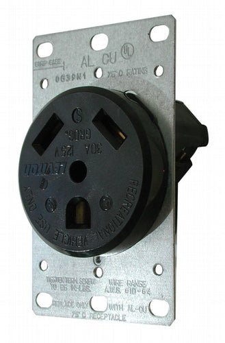 VALTERRA LLC 30 AMP RECEPTACLE - BLK [DG30VP]