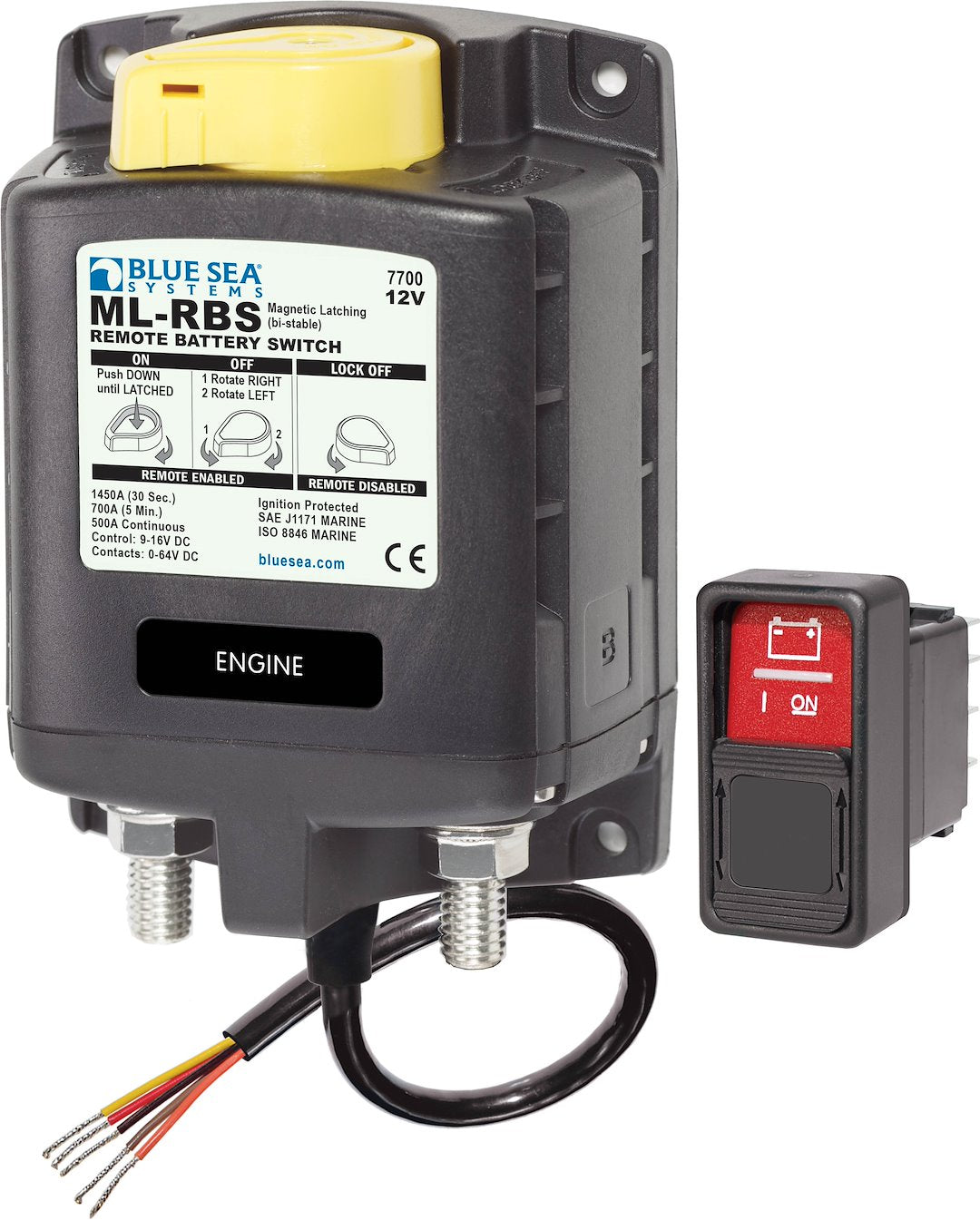 BLUE SEA SOLENOID ML 500A 12V RBS W/MANCTRL [7700-BSS]