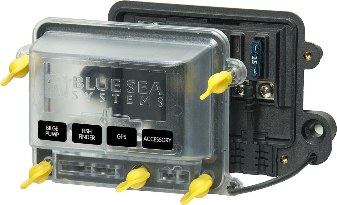 BLUE SEA FUSE BLOCK STBLADE H2O 4CIRC FUSE M [5056100-BSS]
