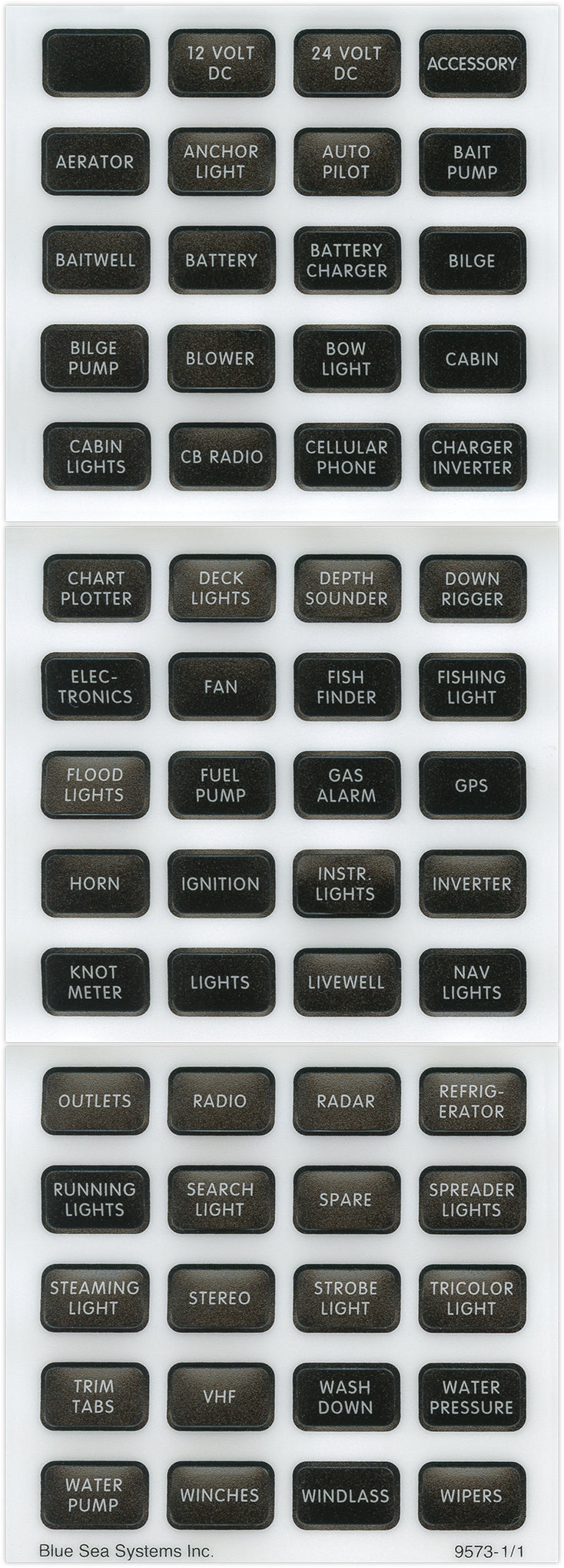 BLUE SEA LABEL KIT DC H2O COMPACT BLK [8214-BSS]