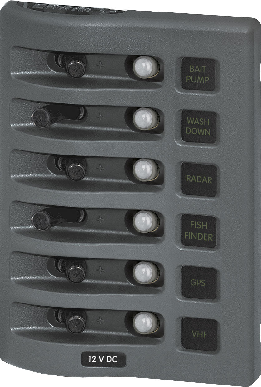 BLUE SEA PANEL WD 12VDC CLB 6POS GRAY [4376-BSS]