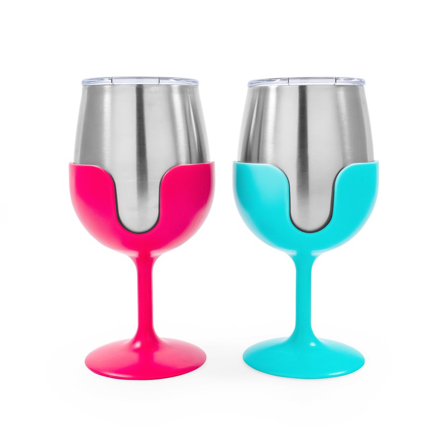 CAMCO LIBATC  WINE TUMBLER SET (BLUE/PINK [51915]