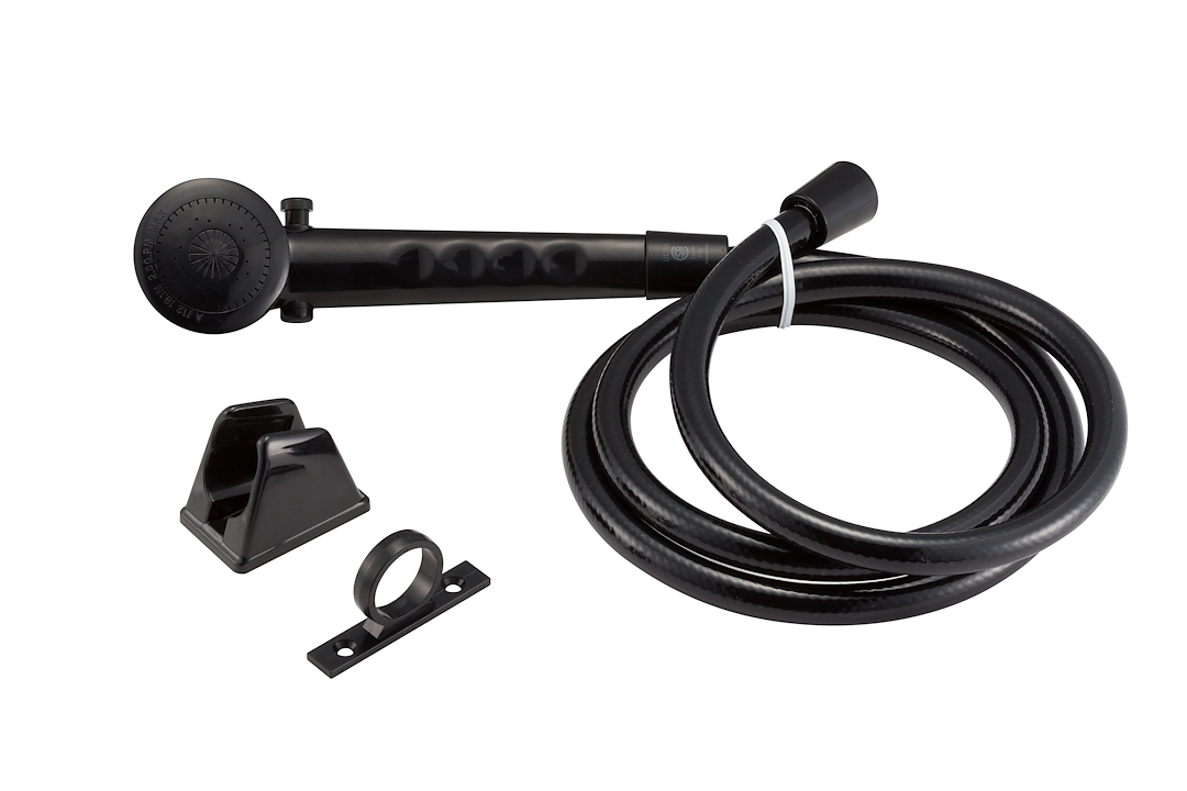 DURA FAUCET RV SHOWER HEAD & HOSE - BLACK [DF-SA130-BK]