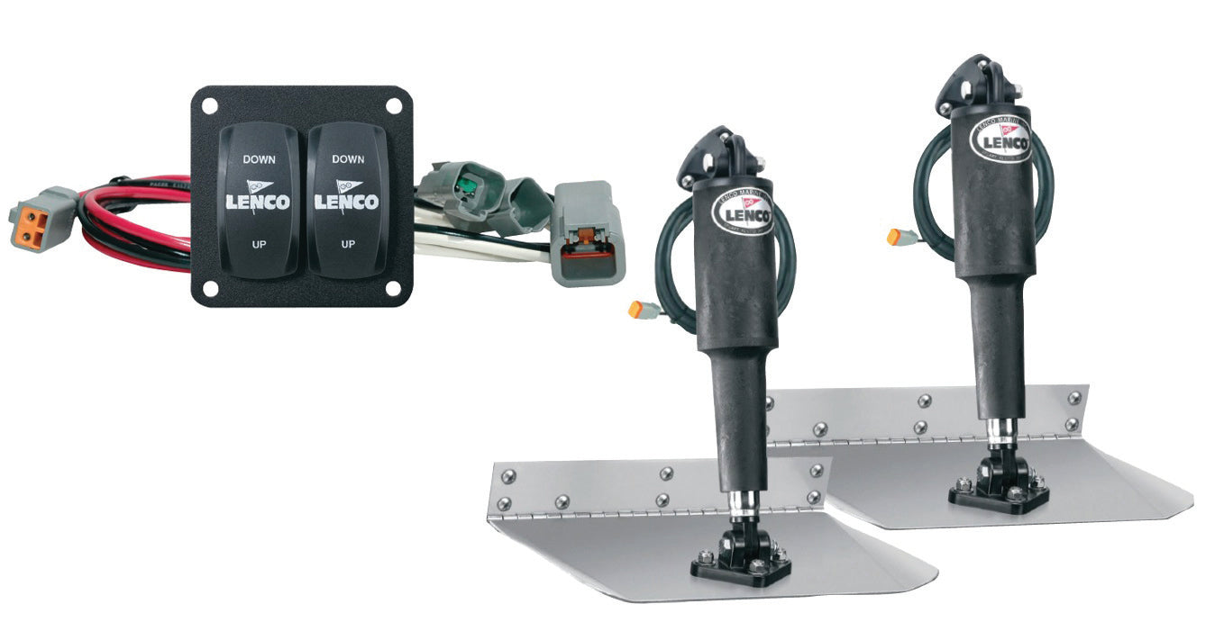 Lenco 12"x12" Standard Mount Trim tab Kit 12v Standard Integrated Switch