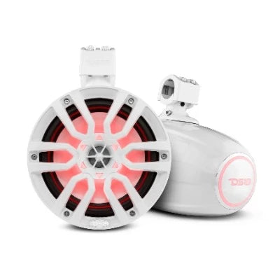 Haut-parleurs de tour marins DS18 HYDRO 8 "avec lumières LED RVB Haut-parleurs audio professionnels - Blanc [NXL-X8PRO / WH]