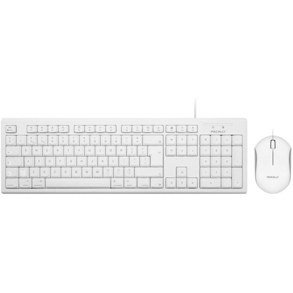 Macally Full Size USB Keyboard and Optical Mouse Combo, for Mac (White)
