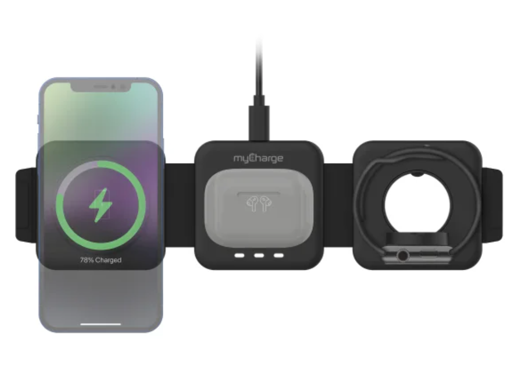 Caricatore Wireless MyCharge 3-in-1 – Base Di Ricarica Con Cavo USB-C Da 5 Piedi – Modello CTP225K-A
