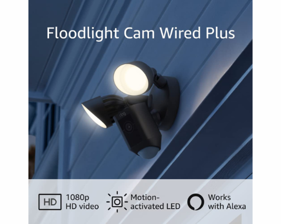 Ring Floodlight Cam Wired Plus Outdoor Camera - Black