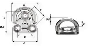 Wichard Double Folding Pad Eye - 10mm Diameter - 25/64" [06566]