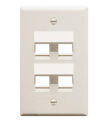 Faceplate, Angled, 1-Gang, 4-Port, White