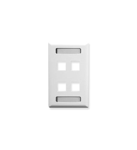 ICC FACEPLATE, ID, 1-GANG, 4-PORT, WHITE