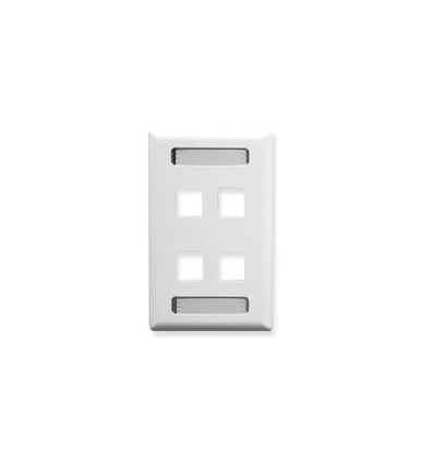 ICC FACEPLATE, ID, 1-GANG, 4-PORT, WHITE