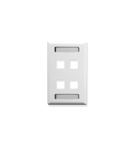 ICC FACEPLATE, ID, 1-GANG, 4-PORT, WHITE