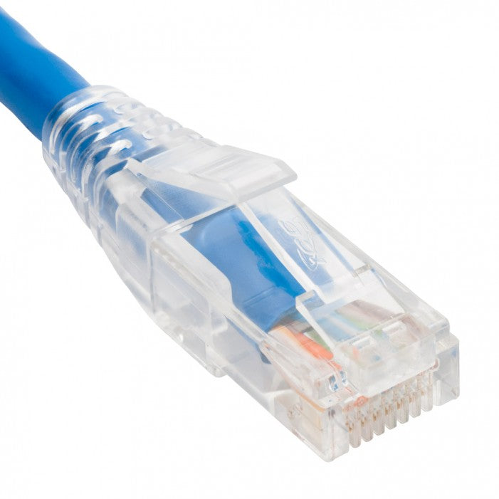 PATCH CORD, CAT5e, CLEAR BOOT, 10' BLUE