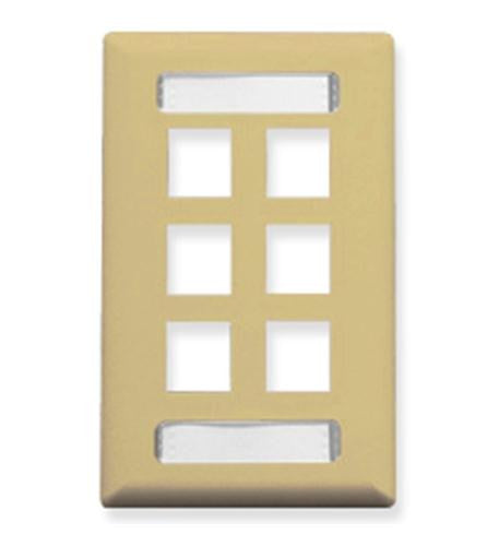 FACEPLATE, ID, 1-GANG, 6-PORT, IVORY