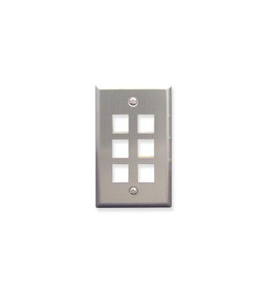 Icc Faceplate, Stainless Steel,1-Gang,6-Port