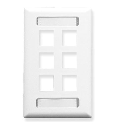 Icc Faceplate, Id, 1-Gang, 6-Port, White