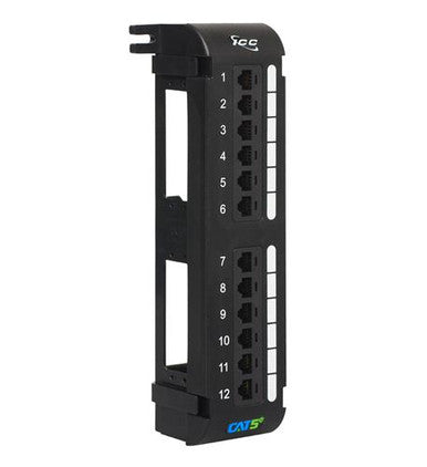 Icc Patch Panel, Vertical, Cat 5E, 12-Port